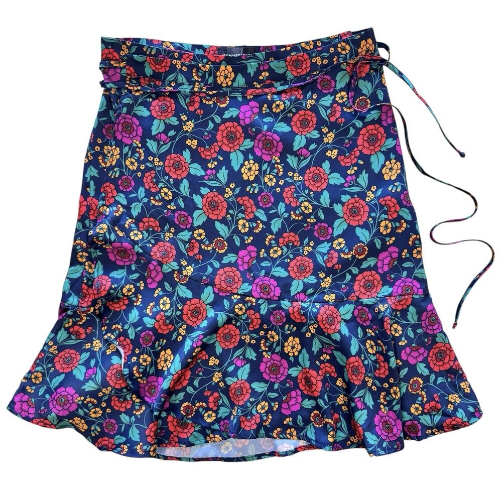 Summersalt The Short Beach To Brunch Wrap Skirt Satin Floral Cover Up XS New